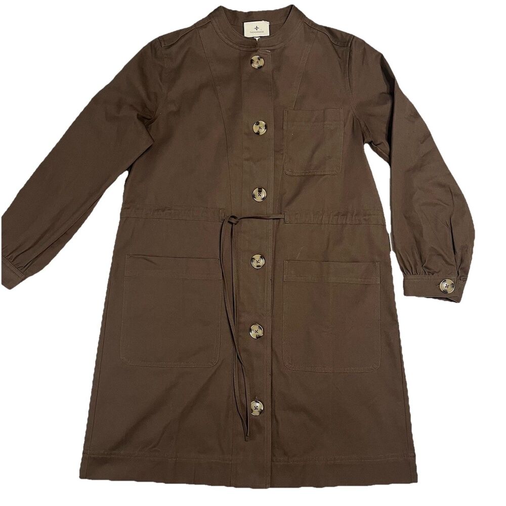 Tuckernuck Trench Coat Size M Brown Cotton Lightweight Mid Length Belted Utility